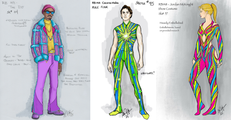 Graphic with various Ringling costume plans