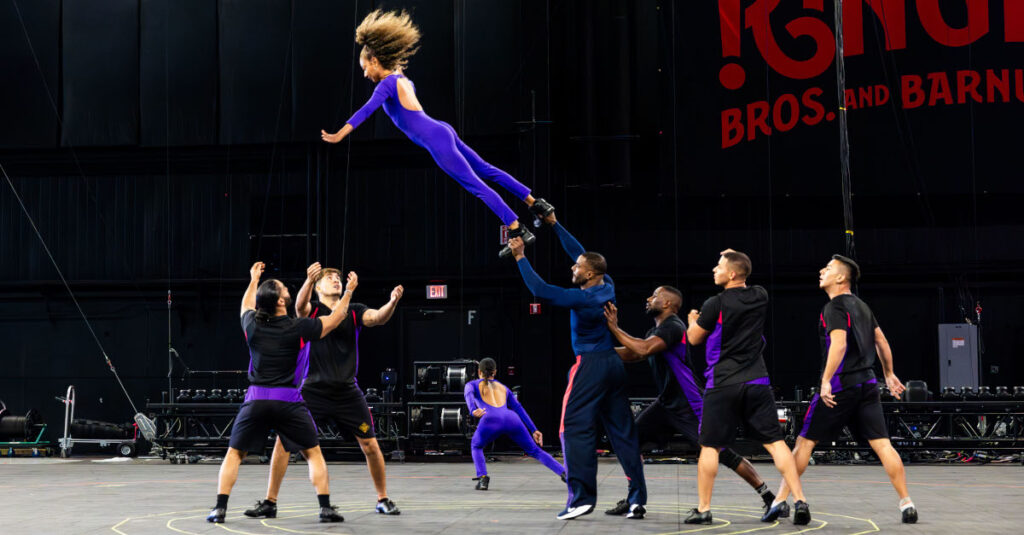 Ringling performers during rehearsal