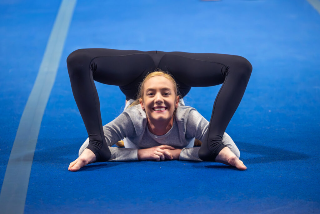 Jordan McKnight demonstrating her flexibility