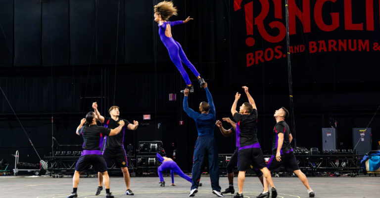 Ringling performers during rehearsal