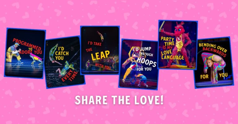 Share the love! message with images of various Ringling themed Valentine's Day cards