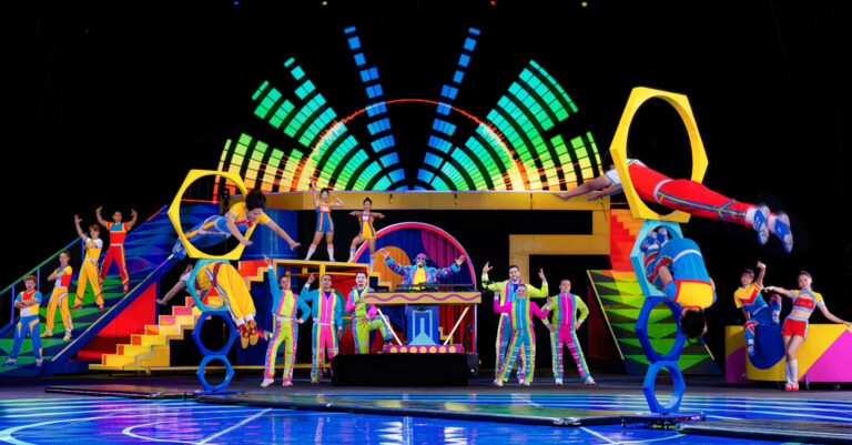 Performers on stage at the Ringling circus